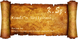 Komán Szilviusz névjegykártya